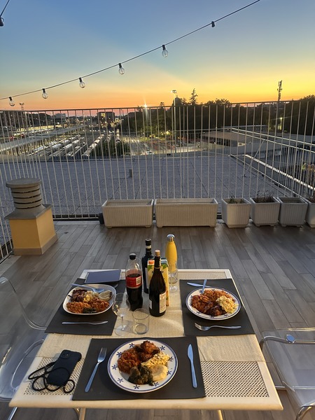 Rooftop dinner at sunset