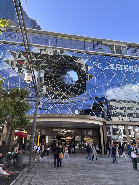 Modern geometric glass facade