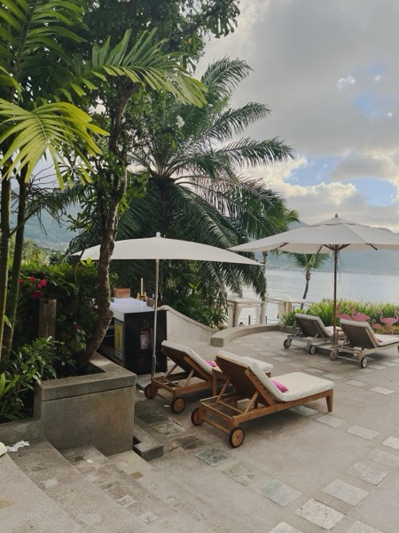 Beachside resort terrace