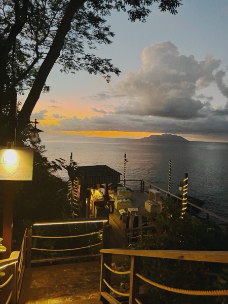 Sunset pier dining overlooking the ocean